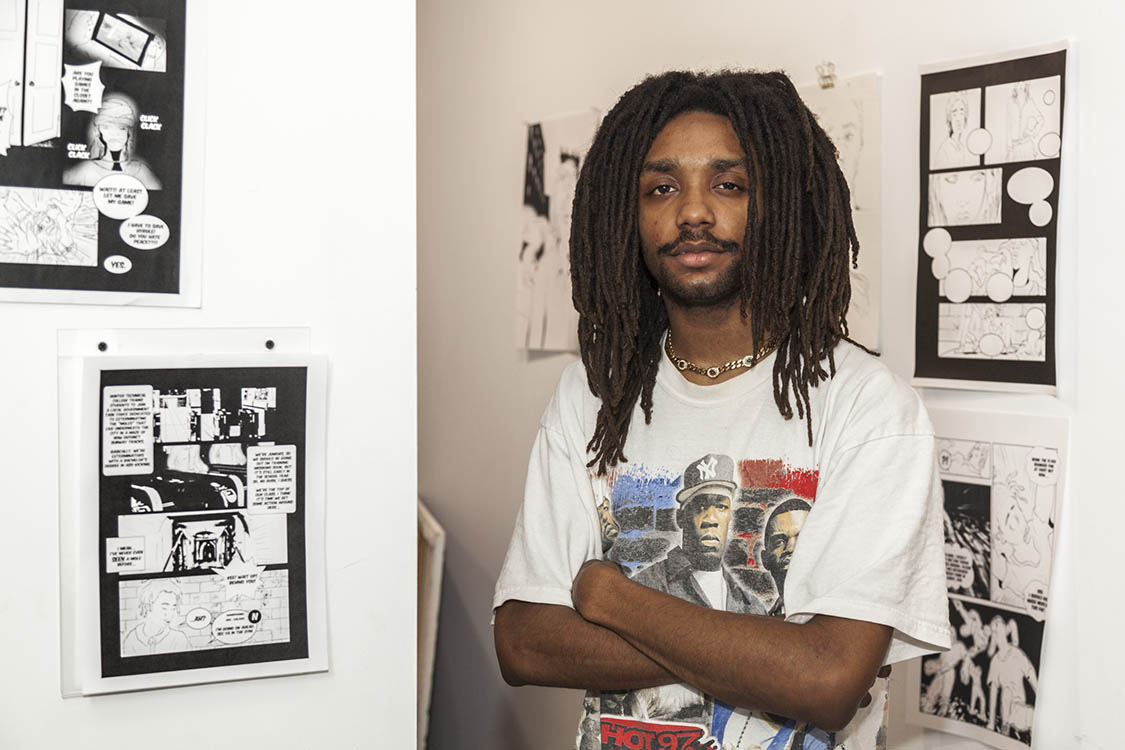 Portrait of the artist in their studio