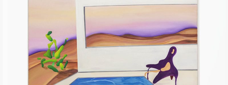 Painting of pool in a gallery setting.