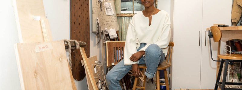 Portrait of the artist in the studio
