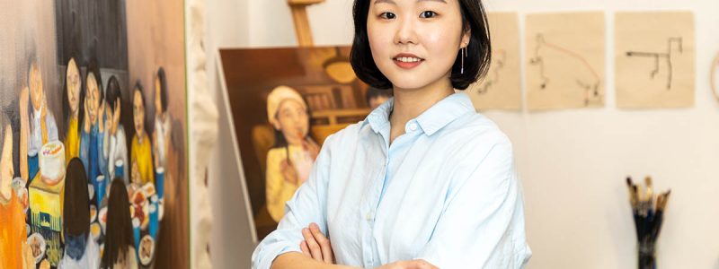 Portrait of the artist in the studio