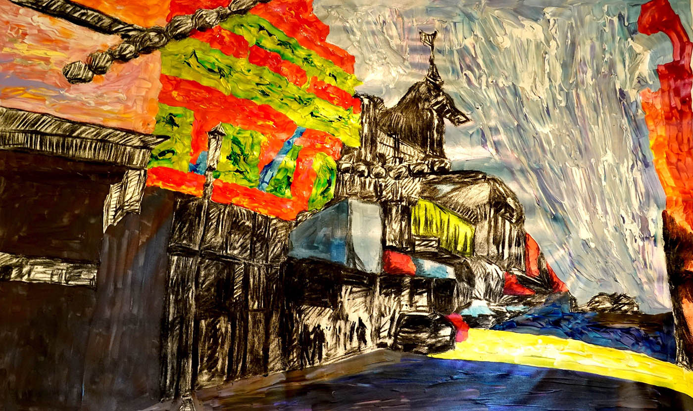 Painting of a street in San Francisco's Chinatown
